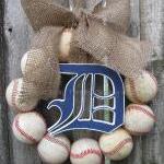 Burlap Detroit Tigers Baseball Love Wreath With..