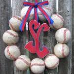 Baseball Love Wreath - With Two Distressed Letters..