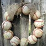 Burlap Baseball Love Wreath With Tie