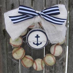 The Original Navy Seafarer Burlap Baseball Wreath..