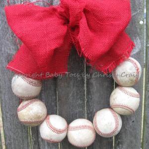 The Original Colored Burlap Baseball Wreath With..