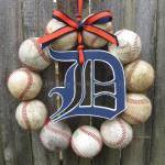 Detroit Tigers Baseball Love Wreath With Wooden..