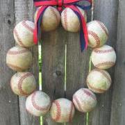  Baseball Love Wreath - two ribbons, no letter