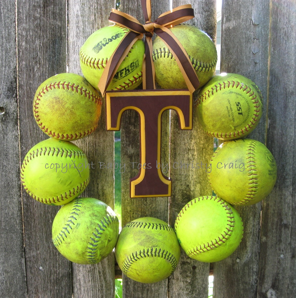 Softball Love Wreath - With Letter