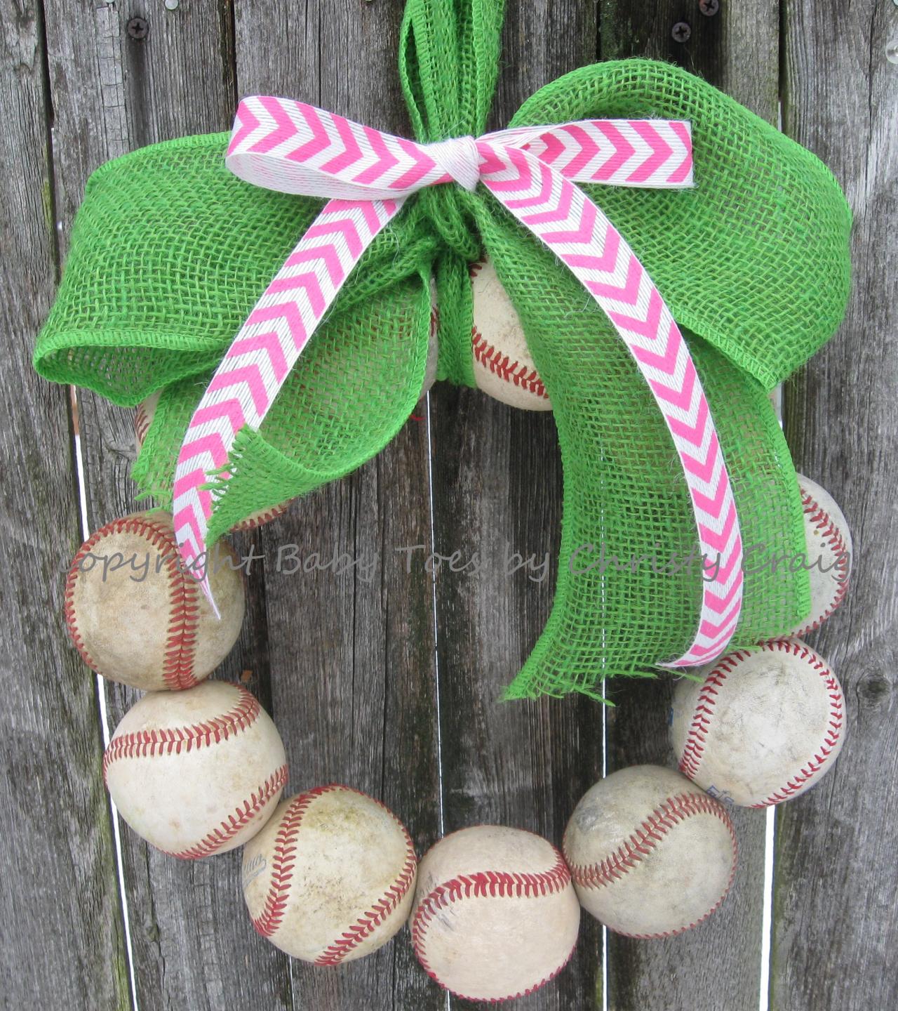 The Original Spring Training Chevron Burlap Baseball Wreath