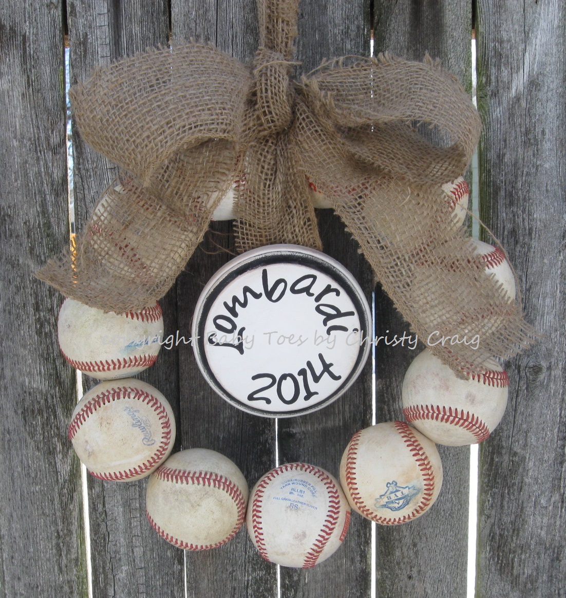 The Original Burlap Baseball Wreath With Name Plaque
