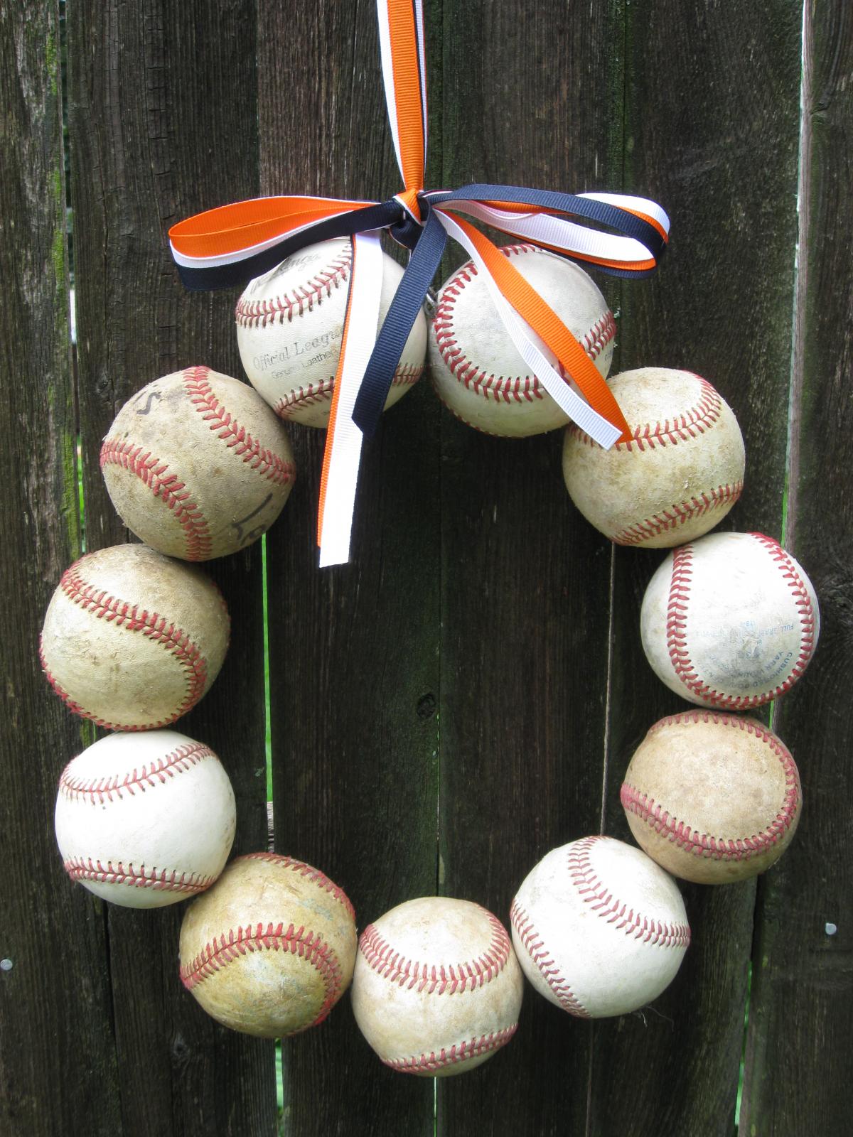 Baseball Love Wreath - Three Ribbons, No Letter
