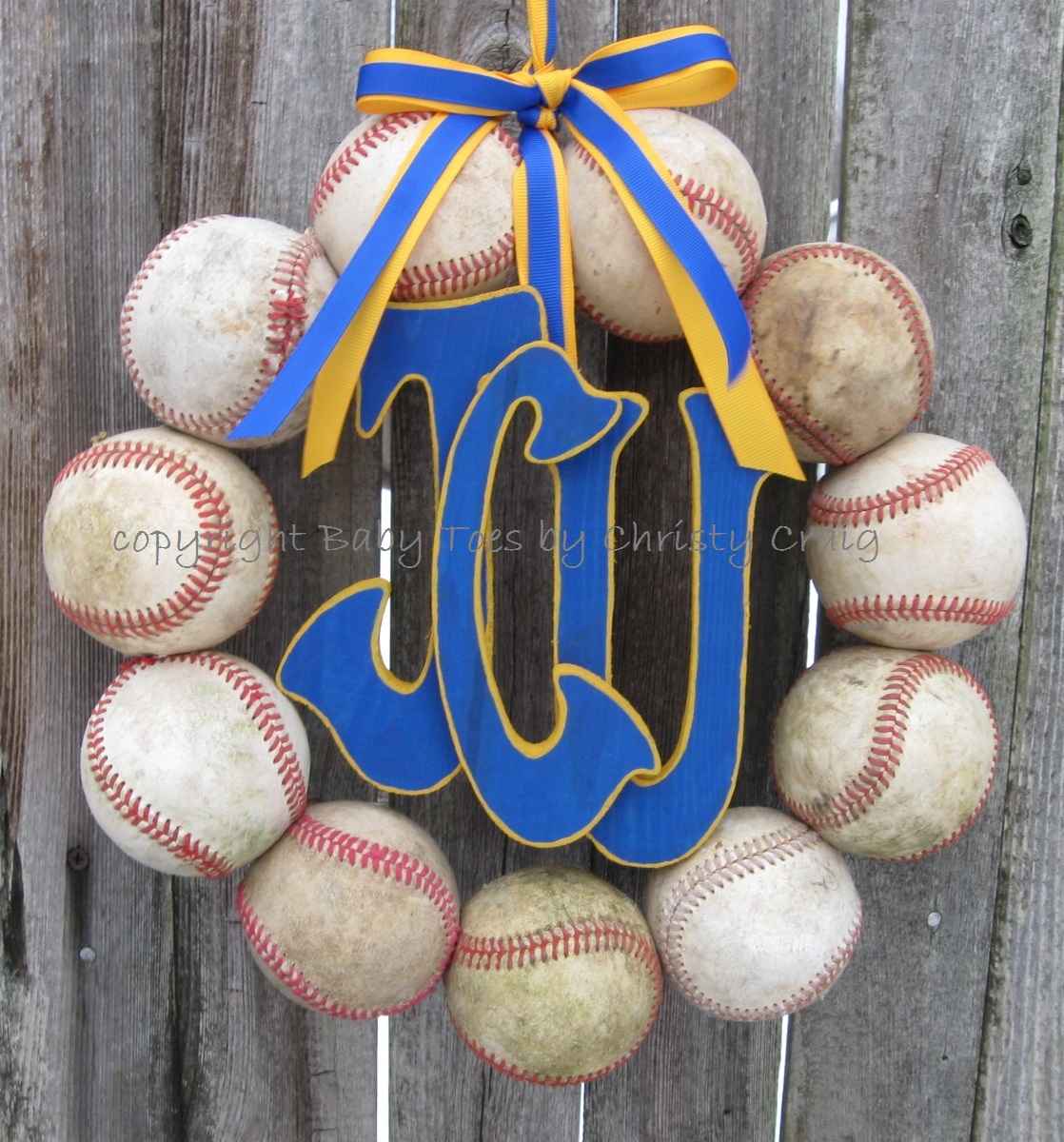 Baseball Love Wreath With Three Letters